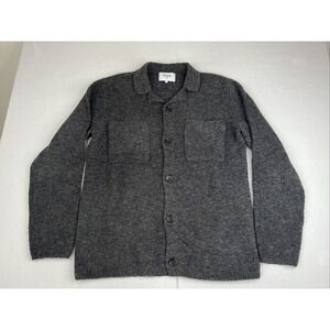 Wax London Elsley Shirt Men's Medium Charcoal Grey Wool Blend Button Up